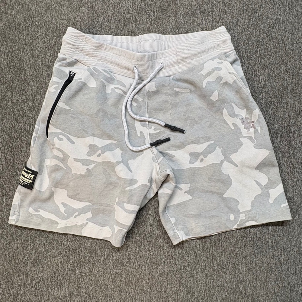 YoungLA Mens Camo Gym Shorts Grey White Camouflage Athletic Sweat Shorts Medium